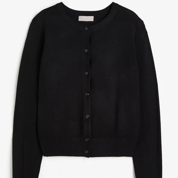 H & M Classic Cardigan Black Round Neck Buttondown Sweater Size- XL - Picture 2 of 7